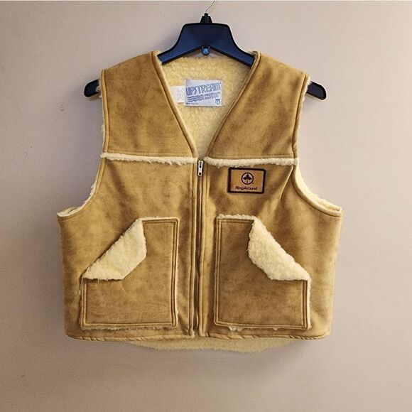 Vintage Upstream Sherpa Vest Large Hunting Fishing Suede Look - Picture 1 of 10